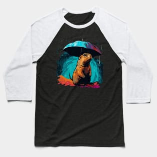 Prairie Dog Rainy Day With Umbrella Baseball T-Shirt